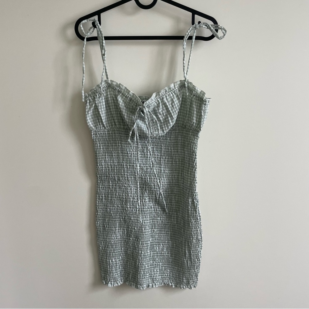 Princess Polly Korina mint gingham mini dress